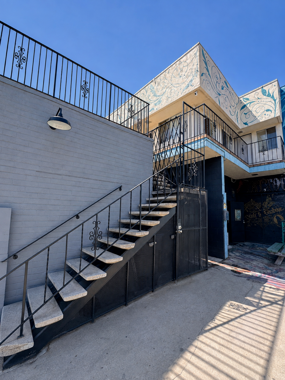 Actual exterior stairs to the second-floor office